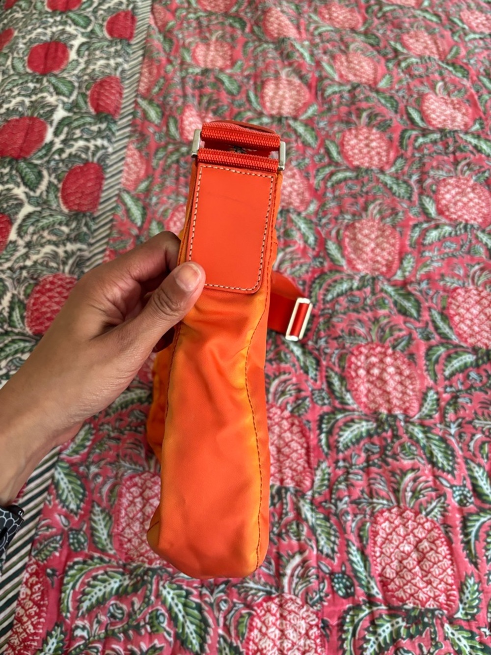 Prada Vibrant Orange Nylon Crossbody with Silver-Tone Logo - Picture 5 of 14